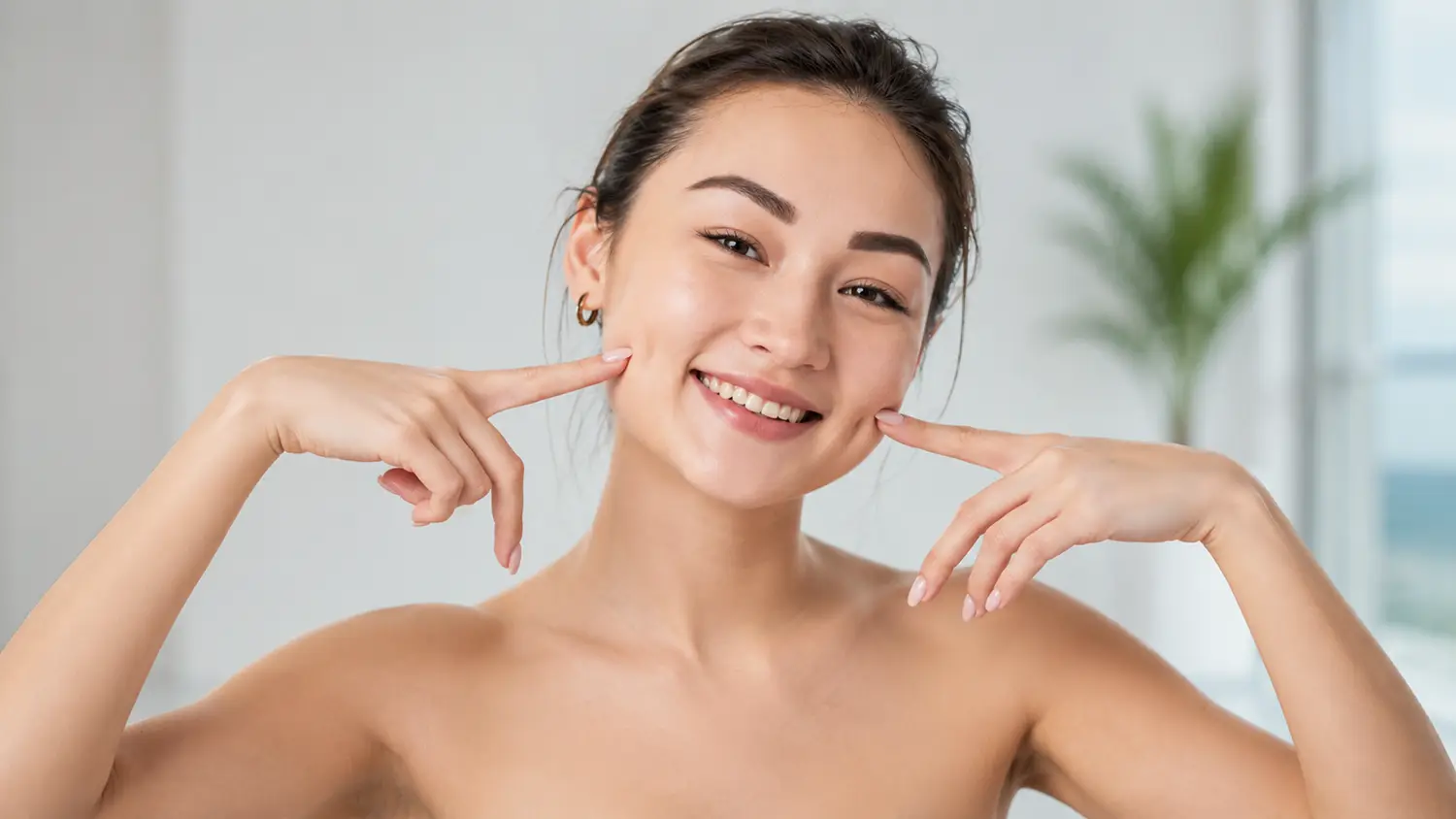 Paciente mostrando hoyuelos faciales naturales tras una dimpleplastía realizada por especialista en cirugía facial estética.